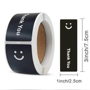 x120 "Thank you" BLACK sticker shipping supplies